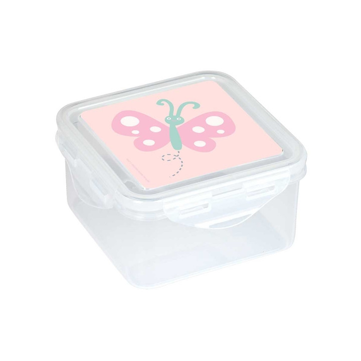 Safta Mariposa Fiambrera de 1.27L - PVC sin BPA - Cierre Hermetico a Presion - 130x130x75mm - Color Transparente