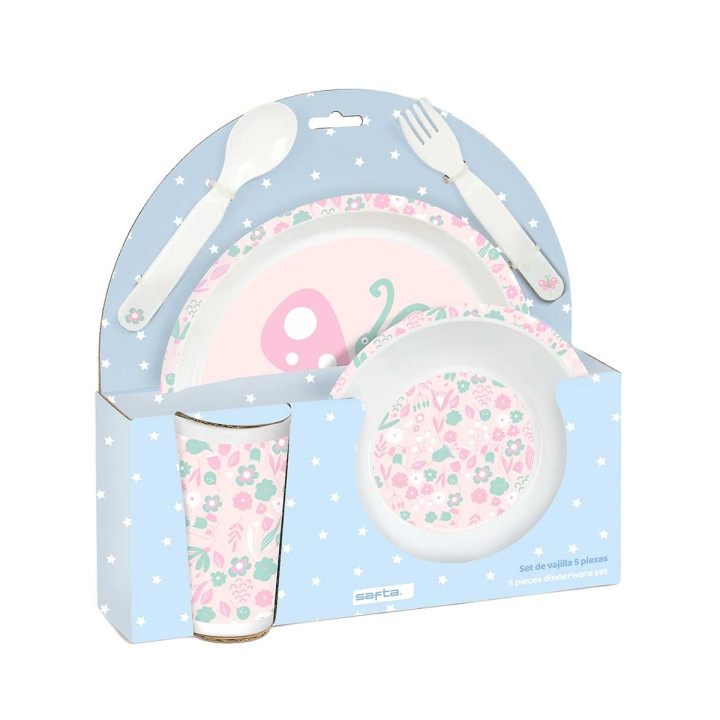 Safta Mariposa Set de Menaje Infantil - PVC sin BPA - 260x90x260mm - Color Azul