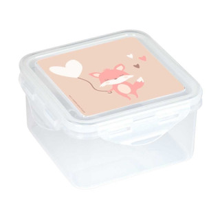 Safta Flores Fiambrera de 1.27L - PVC sin BPA - Cierre Hermetico a Presion - 130x130x75mm - Color Transparente