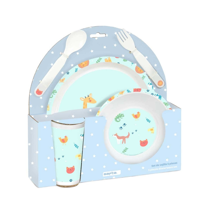 Safta Pandi Set de Menaje Infantil - PVC sin BPA - 260x90x260mm - Color Azul Claro