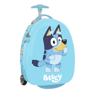 Safta Bluey Maleta Trolley Infantil 16” - Interior Forrado - Bolsillo de Red - Ruedas Dobles - Cintas con PVC - Material Resiste