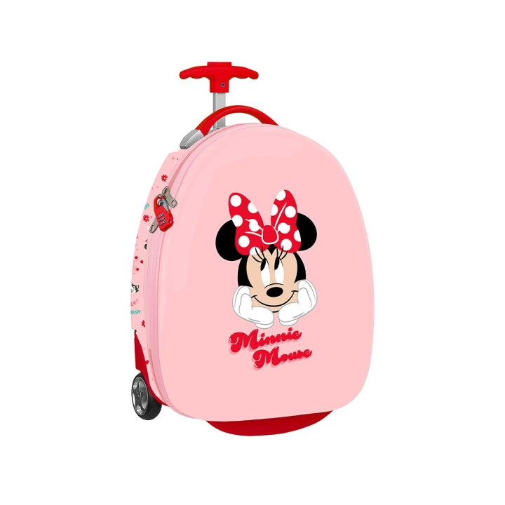 Safta Minnie Mouse Naive Maleta Trolley Infantil 16” - Interior con Bolsillo de Red - Ruedas para Facil Movilidad - Cintas con C