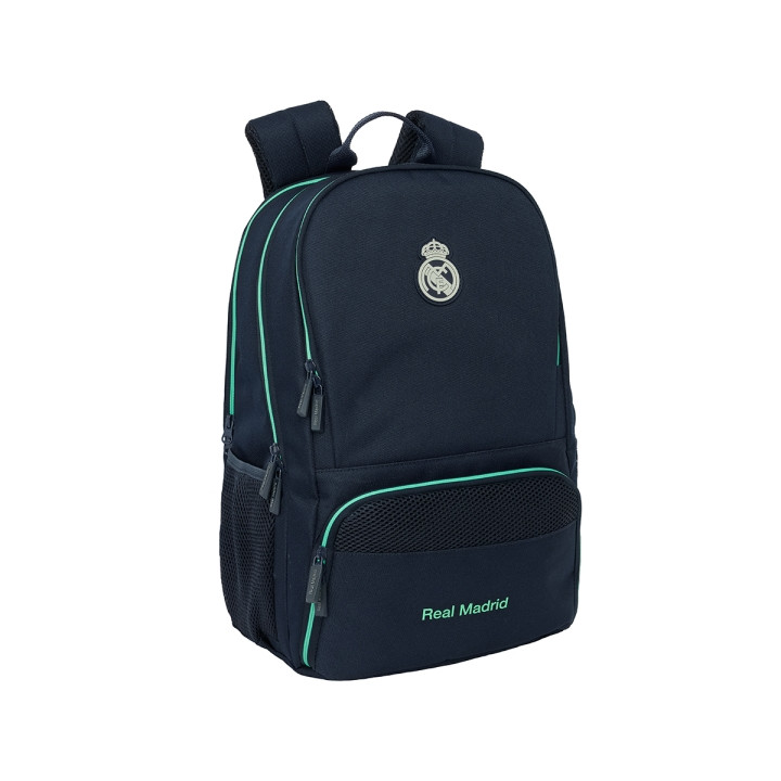 Safta Real Madrid 2ª Equipacion 25/26 Mochila para Portatil hasta 14.1" - Cierre Raqueta de Padel - Portabotellas - Zapatillero