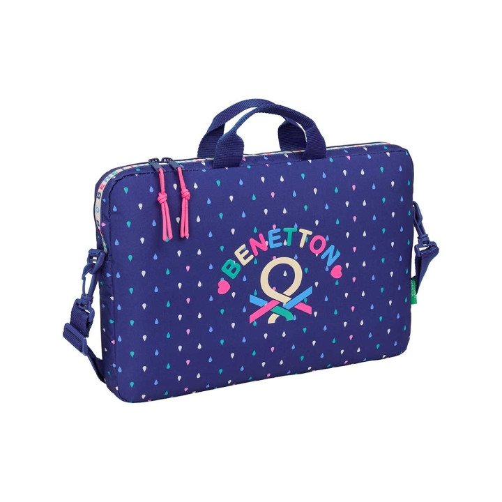 Safta Benetton Drop Maletin para Portatil hasta 15.6" - Cremallera - Interior Acolchado - Asas de Mano - Doble Cremallera - 4L -