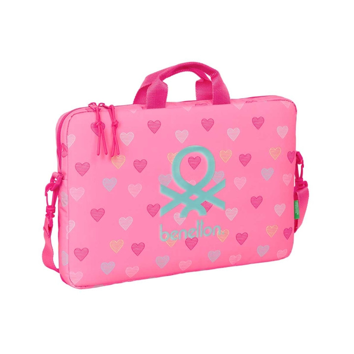 Safta Benetton Heart Maletin para Portatil hasta 15.6" - Interior Acolchado - Bandolera Ajustable - Asas de Mano - Doble Tirador