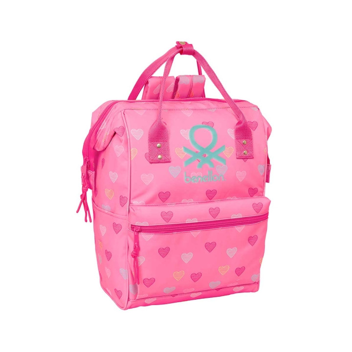 Safta Benetton Heart Mochila para Portatil hasta 13" - Interior Acolchado - Bolsillo con Cremallera - Asas Superiores - Hombrera