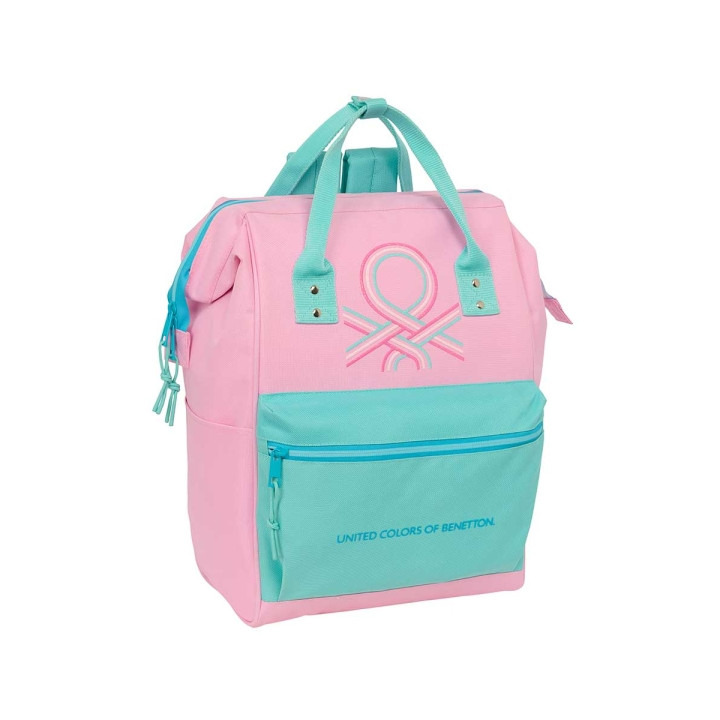 Safta Benetton Dolce Mochila para Portatil hasta 13" - Bolsillo con Cremallera - Asas Superiores - Compartimentos Multiples - Ti