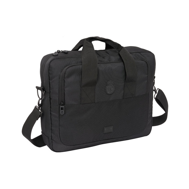 Safta Real Madrid Premium Maletin para Portatil hasta 15.6" - Bolsillo para Tablet - Organizadores - Bandolera Ajustable - Mosqu