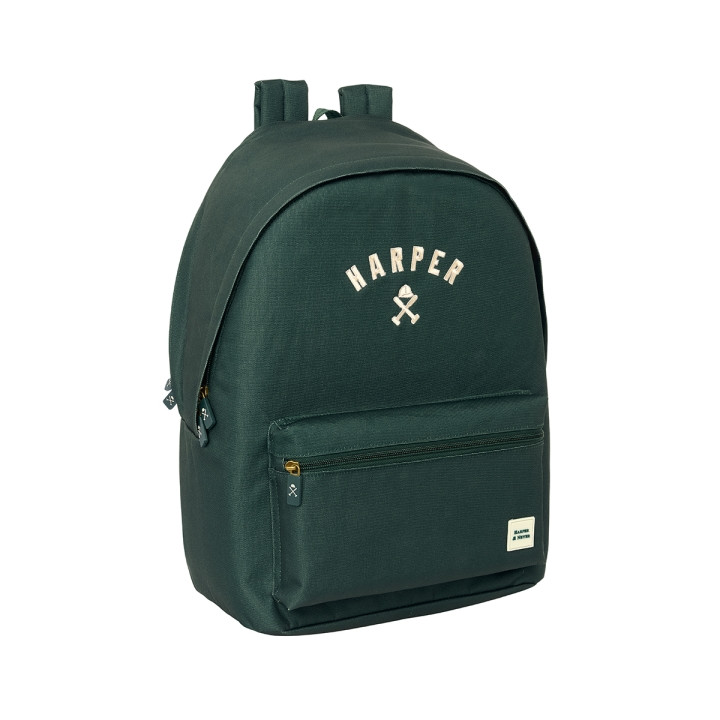 Safta Harper and Neyer Green Mochila para Portatil hasta 15.6" - Antirrobo - Conector USB - Base Acolchada - Hombreras Ergonomic