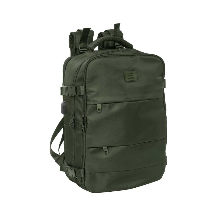 Safta Mochila de Cabina - Bolsillo para Portatil hasta 15.6" - Portabotellas - USB - Zapatillero - Cinta para Maleta - Interior