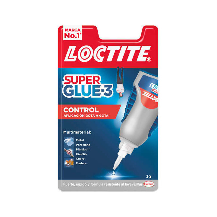 Loctite Superglue-3 Control 3gr - Adhesivo Extrafuerte - Resistente al Agua - Transparente y Duradero