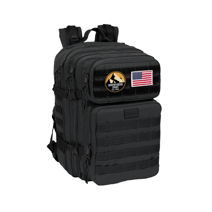 Safta Basic Mochila para Portatil hasta 15.6" - Cremalleras Bidireccionales - Bolsillos Frontales - Parches Extraibles - Cintas