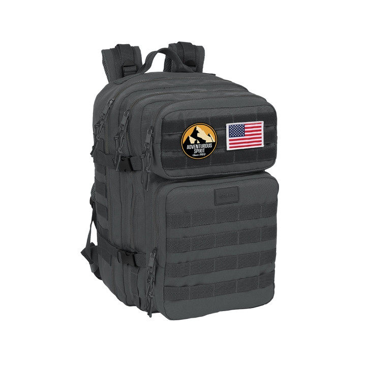 Safta Basic Mochila para Portatil hasta 15.6" - Cremalleras Bidireccionales - Bolsillos Frontales - Parches Extraibles - Cintas