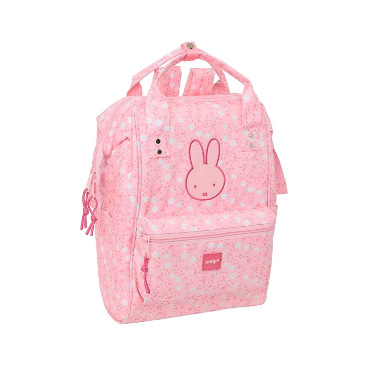 Safta Miffy Flores Mochila para Portatil hasta 13" - Asas Superiores - Bolsillo Frontal - Doble Tirador en Cremallera - Hombrera