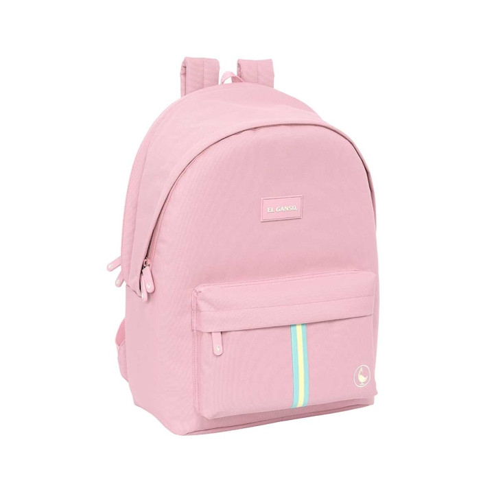 Safta el Ganso Basics Pink Mochila para Portatil hasta 15.6" - Conector USB - Base Acolchada - Bolsillo Frontal - Tirador Doble