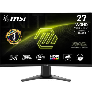 Msi monitor mag 27cq6f. 27" (69 cm). curvo 1500r. rapid va. 2560x1440 (wqhd). 180hz. negro