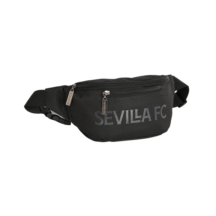 Safta Sevilla FC Teen Bolsa de Cintura - Cremallera - Cintas Ajustables - 2.49L - 230x90x120mm - Color Negro
