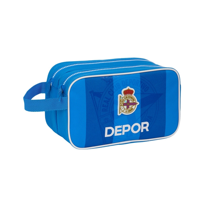 Safta Real Deportivo de la Coruña Neceser de 5L - 2 Compartimentos con Cremallera - Asa Lateral - Adapatable a Carro - 260x125x1