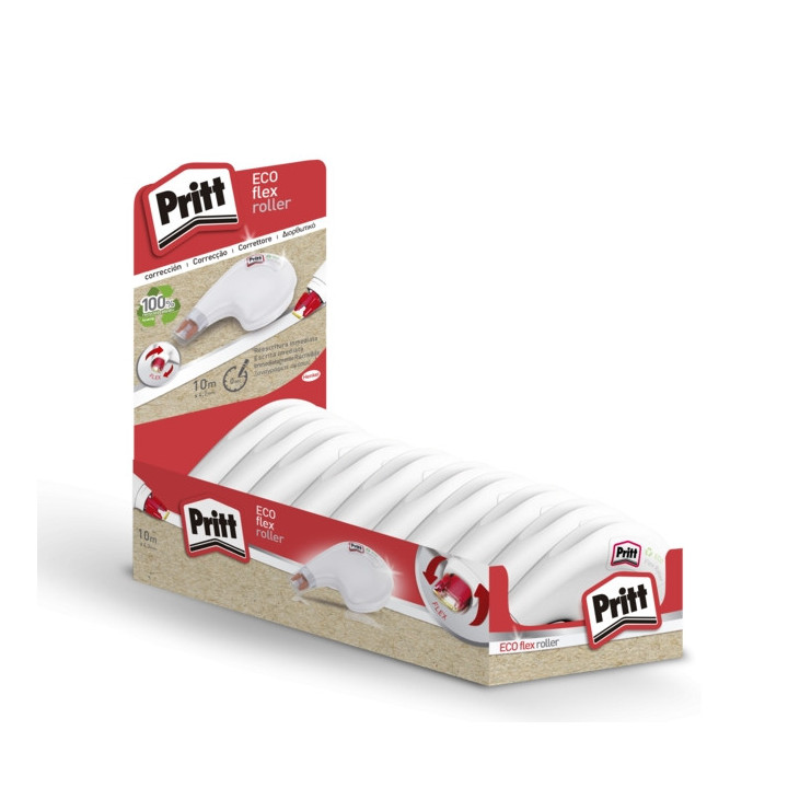 Pritt Eco Flex Roller Cinta Correctora 4.2mm x 10m - Cinta Reciclable - Correcciones Precisas - Aplicacion Ergonomica - Punta F