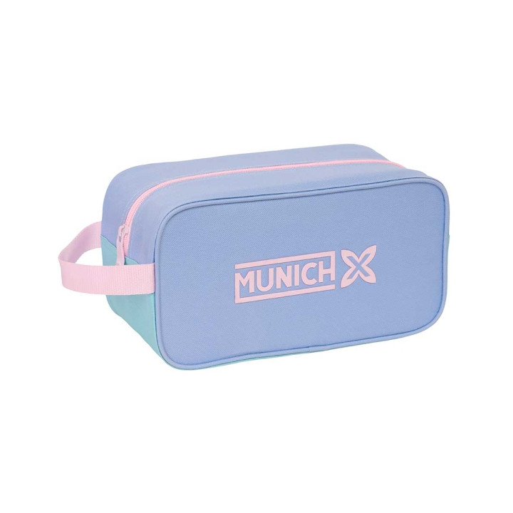 Safta Munich Mellow Zapatillero - Asa Lateral - Material Resistente - Facil de Limpiar - 29x15x14cm - Color Azul Claro