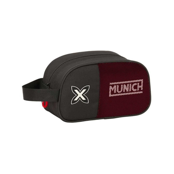 Safta Munich Vulcan Neceser de 5L - Cremallera - Asa Lateral - Adapatable a Carro - 260x120x150mm - Color Negro y Rojo