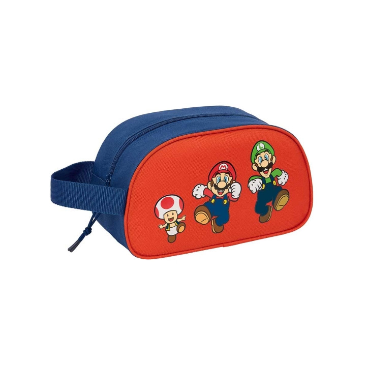 Safta Super Mario Mamma Mia Neceser de 5L - Cremallera - Asa Lateral - Adapatable a Carro - 260x120x150mm - Color Rojo y Azul
