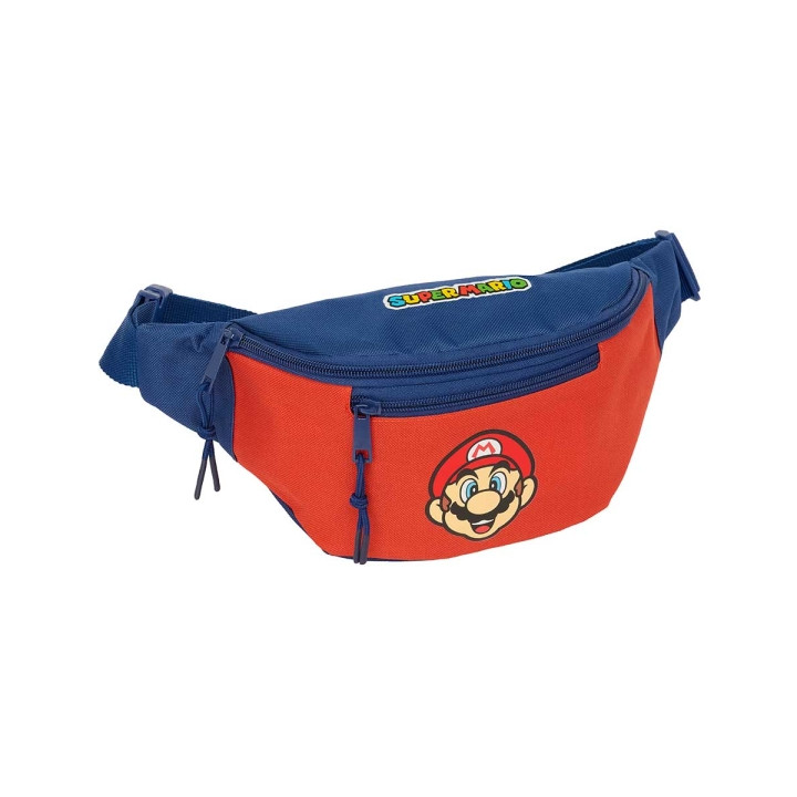 Safta Super Mario Mamma Mia Bolsa de Cintura - Cremallera - Cintas Ajustables - Cierre de PVC - 2.49L - 230x90x120mm - Color Roj