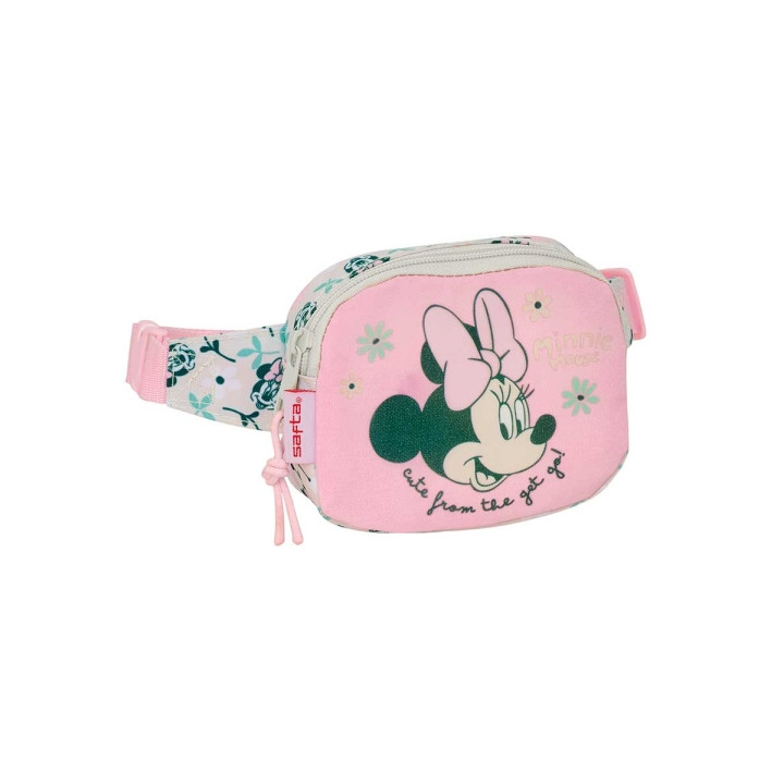 Safta Minnie Mouse Minty Bolsa de Cintura - Cintas Ajustables - 0.62L - Material Resistente - 140x40x110mm - Color Rosa Pastel