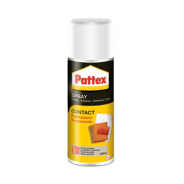 Pattex Contact Spray Cola de Contacto en Spray 400 ml - Pega con Maxima Resistencia - Para una Amplia Variedad de Materiales -