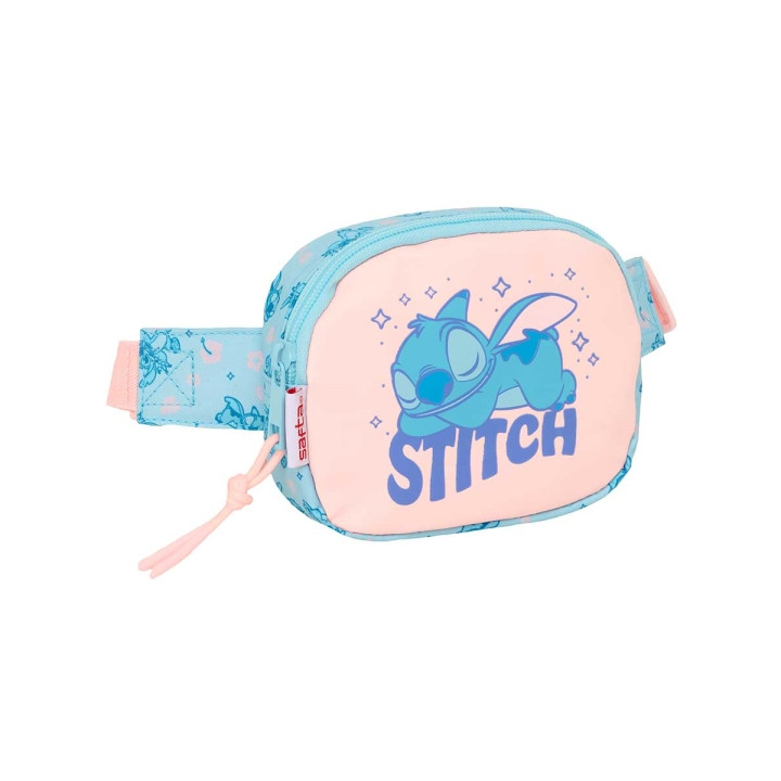 Safta Stitch Ohana Bolsa de Cintura - Cintas Ajustables - 0.62L - Material Resistente - Cierre de PVC - 140x40x110mm - Color Azu