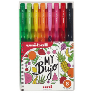 Uni-ball Signo RT1 UMN-155N Estuche de 8 Boligrafos Retractiles - Punta de Bola 0.7mm - Tinta de Gel Mejorada - Agarre de Goma