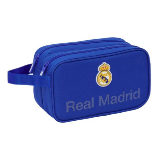 Safta Real Madrid Neceser de 5L - 2 Compartimentos con Cremallera - Asa Lateral - Adapatable a Carro - 260x125x150mm - Color Azu