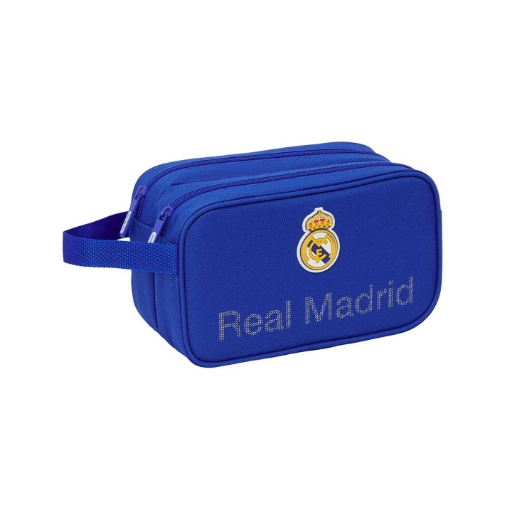 Safta Real Madrid Neceser de 5L - 2 Compartimentos con Cremallera - Asa Lateral - Adapatable a Carro - 260x125x150mm - Color Azu