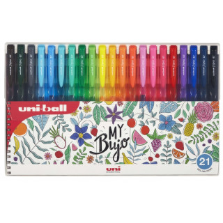 Uni-ball UMN-155N Signo RT1 Estuche de 21 Boligrafos Retractiles - Punta de Bola 0.7mm - Tinta de Gel Mejorada - Agarre de Goma
