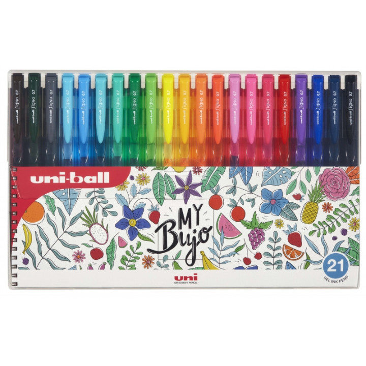 Uni-ball UMN-155N Signo RT1 Estuche de 21 Boligrafos Retractiles - Punta de Bola 0.7mm - Tinta de Gel Mejorada - Agarre de Goma