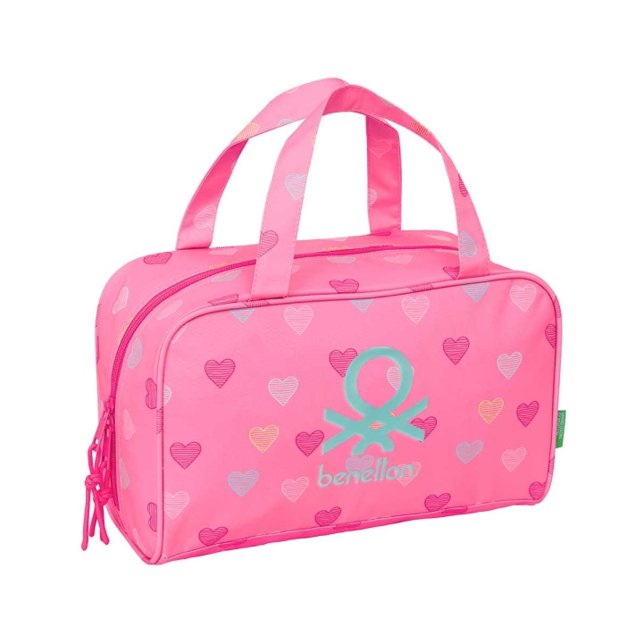 Safta Benetton Heart Neceser de 8L - Cremallera - Asas de Mano Superiores - Interior Forrado - Bolsillo Interior - Tirador Doble
