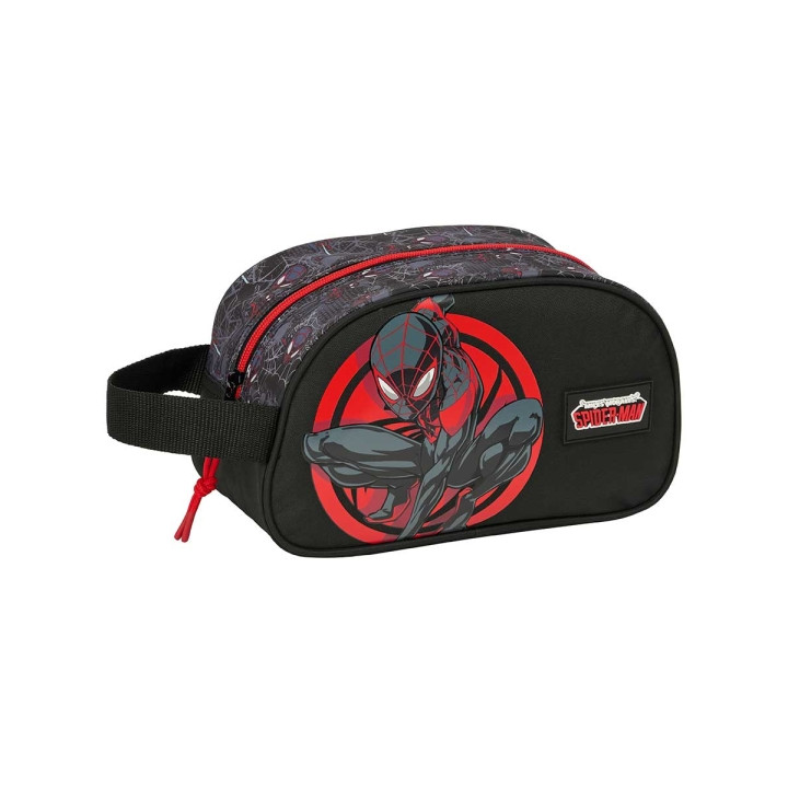 Safta Miles Morales Neceser de 5L - Cremallera - Asa Lateral - Adapatable a Carro - 260x120x150mm - Color Negro y Rojo