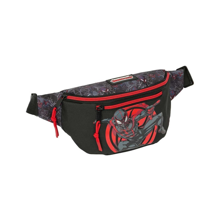 Safta Miles Morales Bolsa de Cintura - Cremallera - Cintas Ajustables - 2.49L - Material Resistente - 230x90x120mm - Color Negro