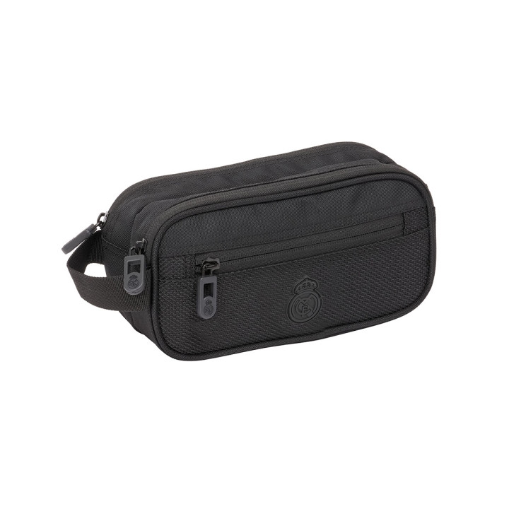 Safta Real Madrid Premium Neceser Compacto de 2L - 2 Compartimentos con Cremallera - Asa Lateral - Bolsillo Frontal - 210x100x80