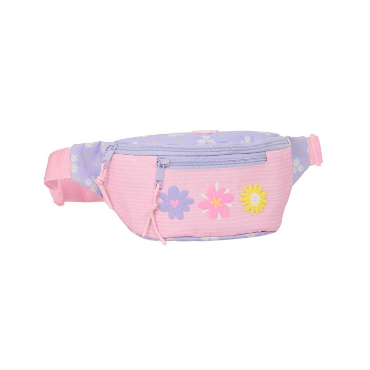 Safta Bouquet Bolsa de Cintura - Cremallera - Cintas Ajustables - 2.49L - Ligera y Practica - 230x90x120mm - Color Rosa Pastel