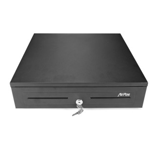 AVPos CASH-U285 Cajon Portamonedas 41cm Automatico - 5 Posiciones Billetes - 8 Posiciones Monedas - RJ11 - Acero de Alta Resiste