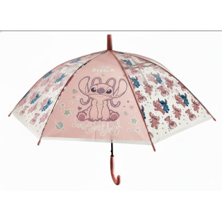 Safta Stitch Ohana Paraguas Automatico de 76cm - 8 Paneles - Asa y Punta de PVC - POE - Nervios de Acero de 8mm - Color Rosa Pas