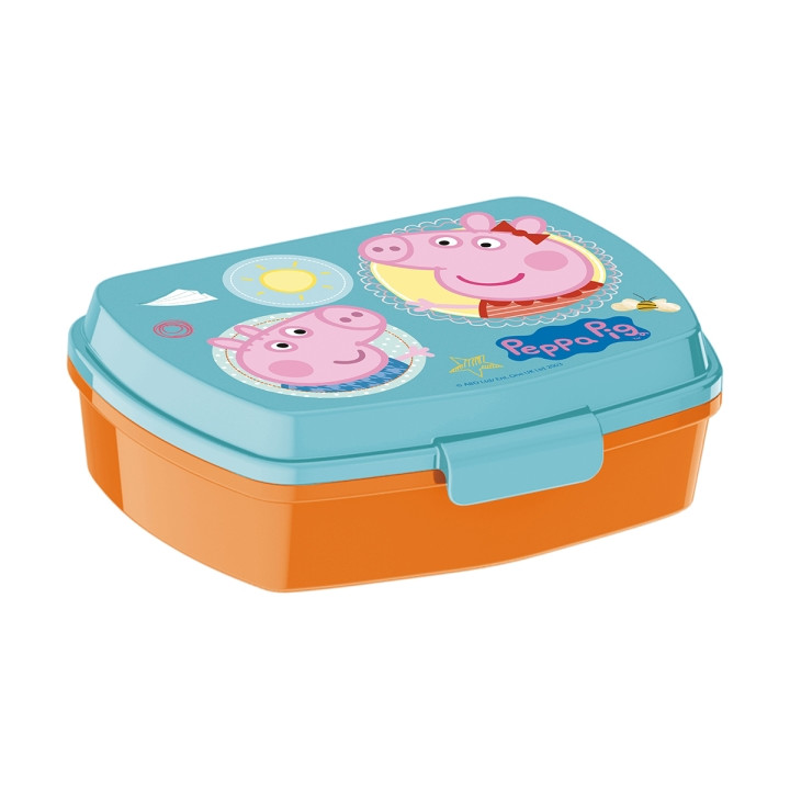 Safta Peppa Pig Having Fun Sandwichera - PVC sin BPA - Cierre Hermetico - 5.6x17x14cm - Color Naranja