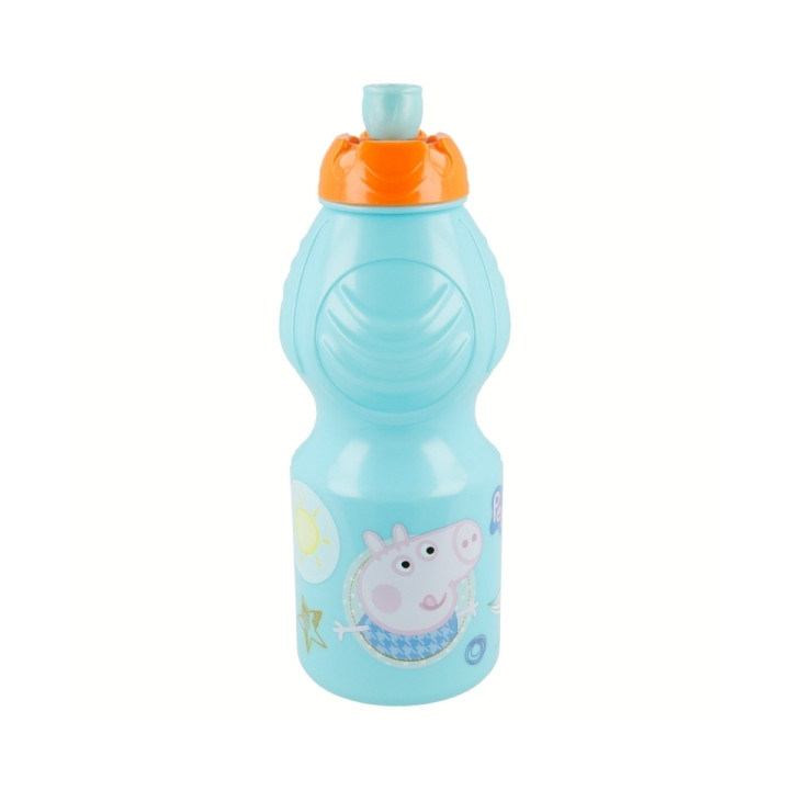 Safta Peppa Pig Botella de 400ml - Tapon Antigoteo - Banda Antideslizamiento - Color Azul