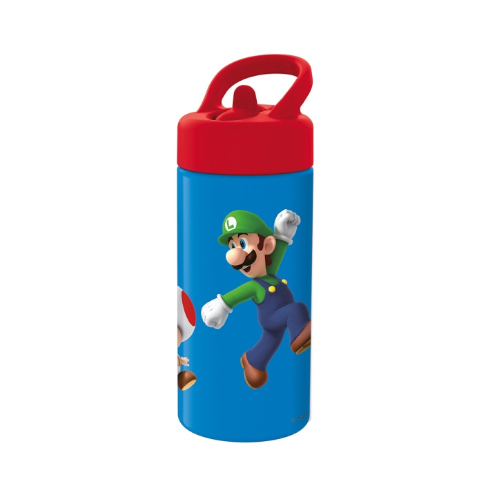 Safta Super Mario Botella de 410ml - Cierre Hermetico - Valvula de Salida de Agua - Asa Superior - Tapon Roscado - Color Rojo y