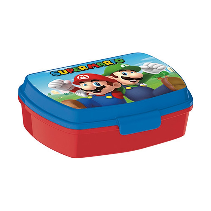 Safta Super Mario Sandwichera - PVC sin BPA - Cierre Hermetico a Presion - Color Rojo y Azul