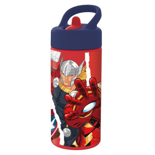 Safta Avengers Infinity Botella de 410ml - Valvula de Salida de Agua - Asa Superior - Tapon Roscado - 74x64x178mm - Color Rojo