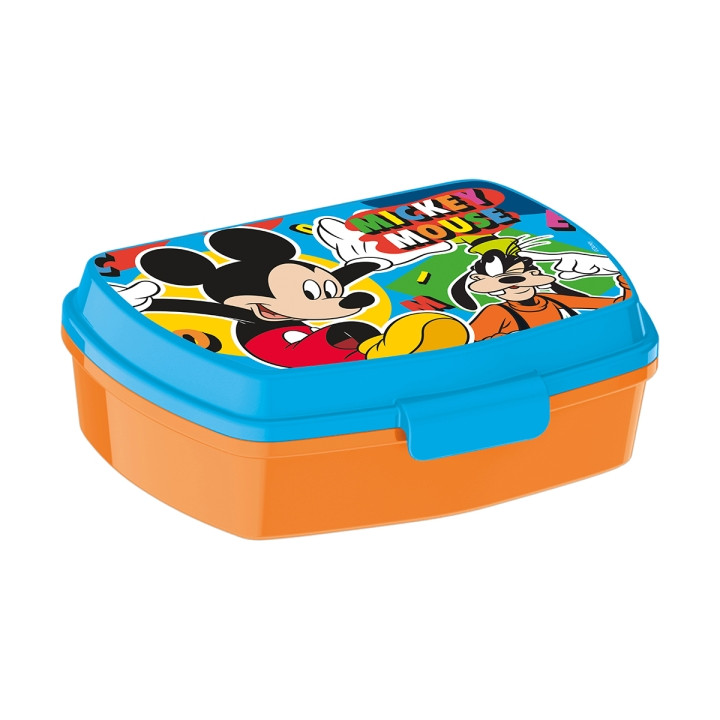Safta Mickey Mouse Happy Smiles Sandwichera - PVC sin BPA - Cierre Hermetico a Presion - Rectangular - Color Naranja