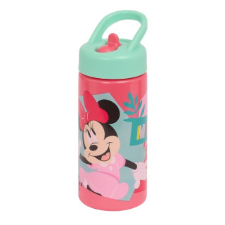 Safta Minnie Mouse Me Time Botella de 410ml - Pajita Integrada - Valvula de Salida de Agua - Asa Superior - Tapon Roscado - 17.8