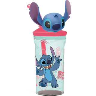 Safta Stitch Sweet Vaso con Figura 3D de 360ml - Tapa con Rosca - Cierre Hermetico - Pajita Interior - Multicolor